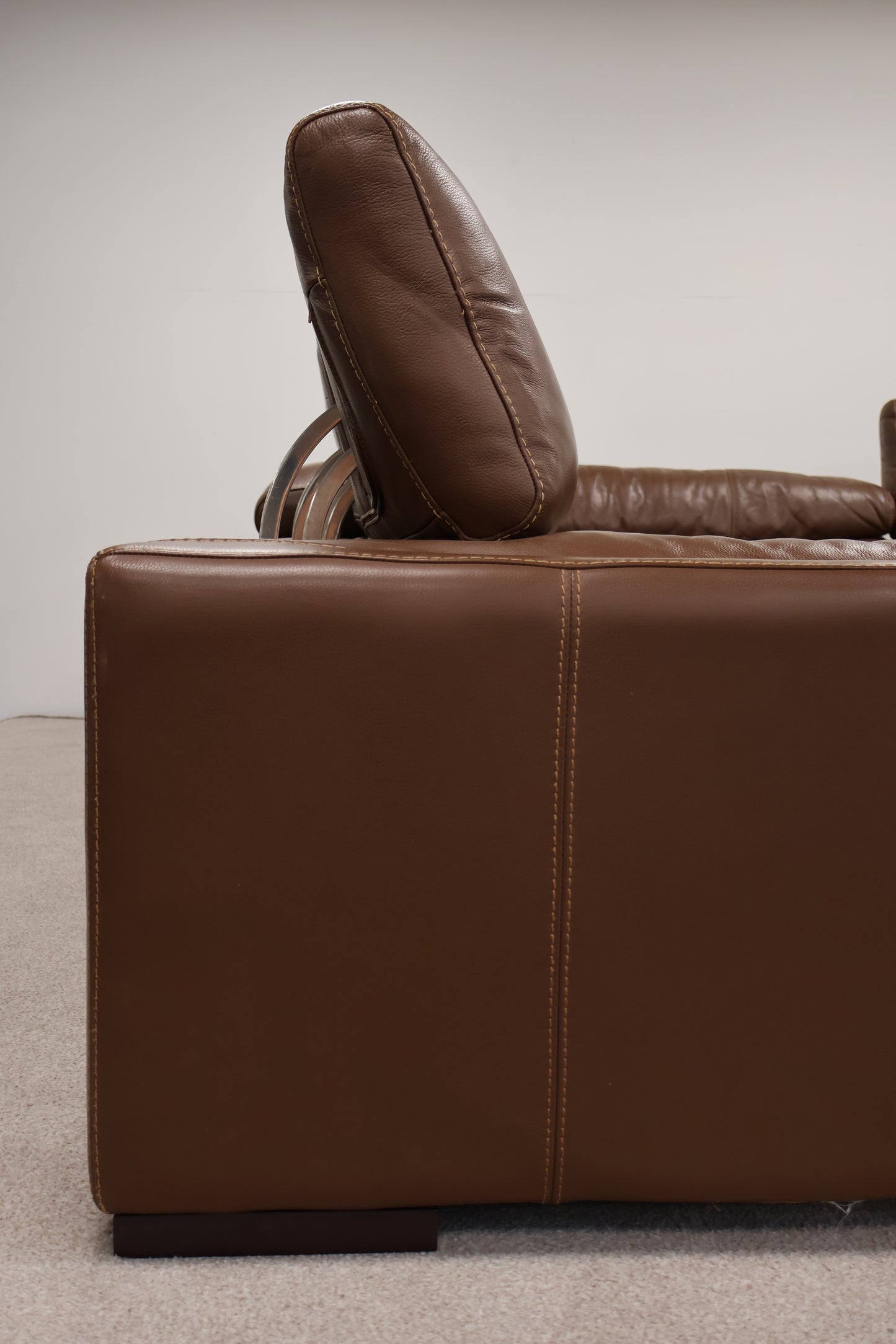 Brown Leather L-Shaped Corner Sofa