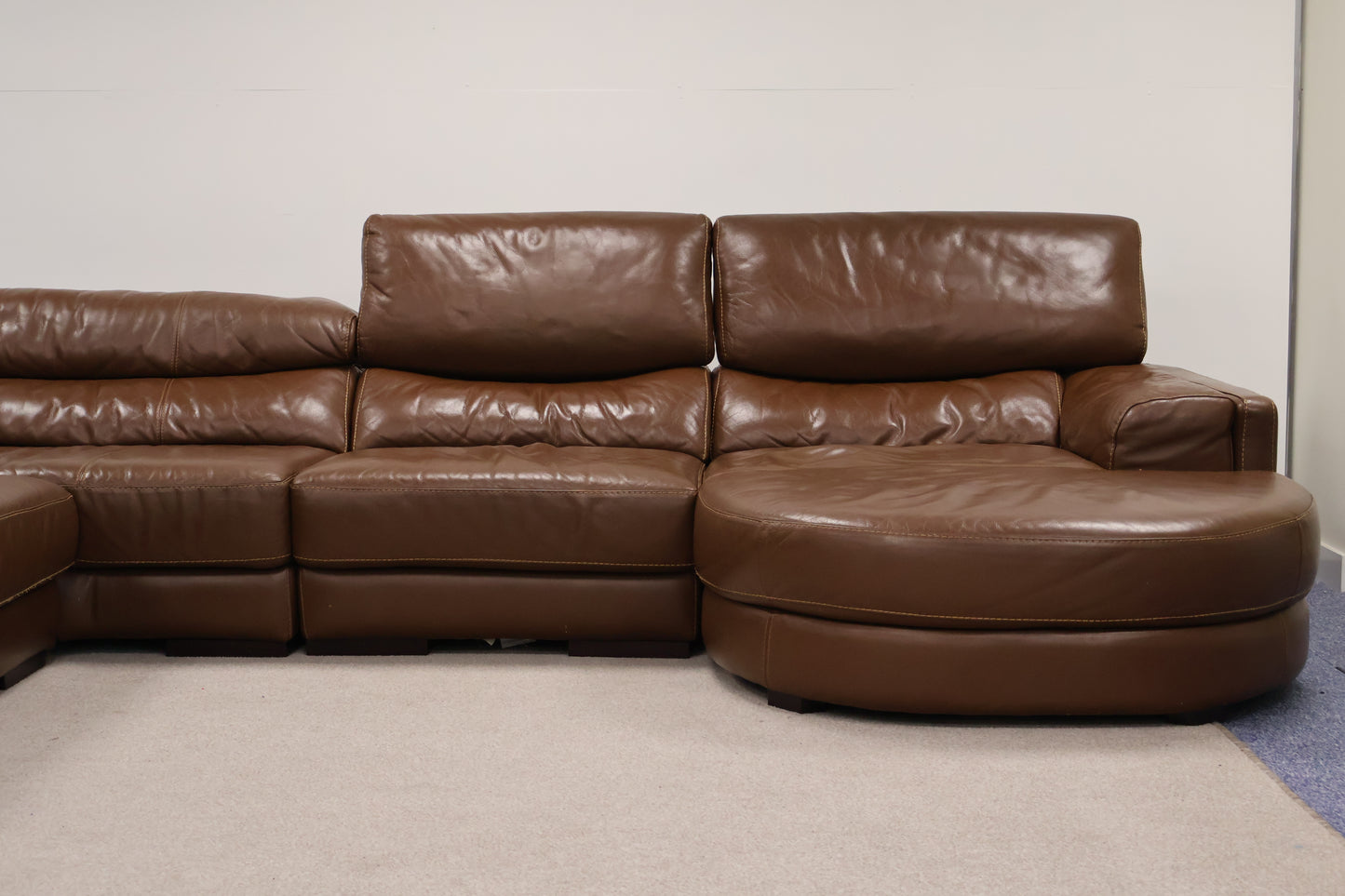 Brown Leather L-Shaped Corner Sofa