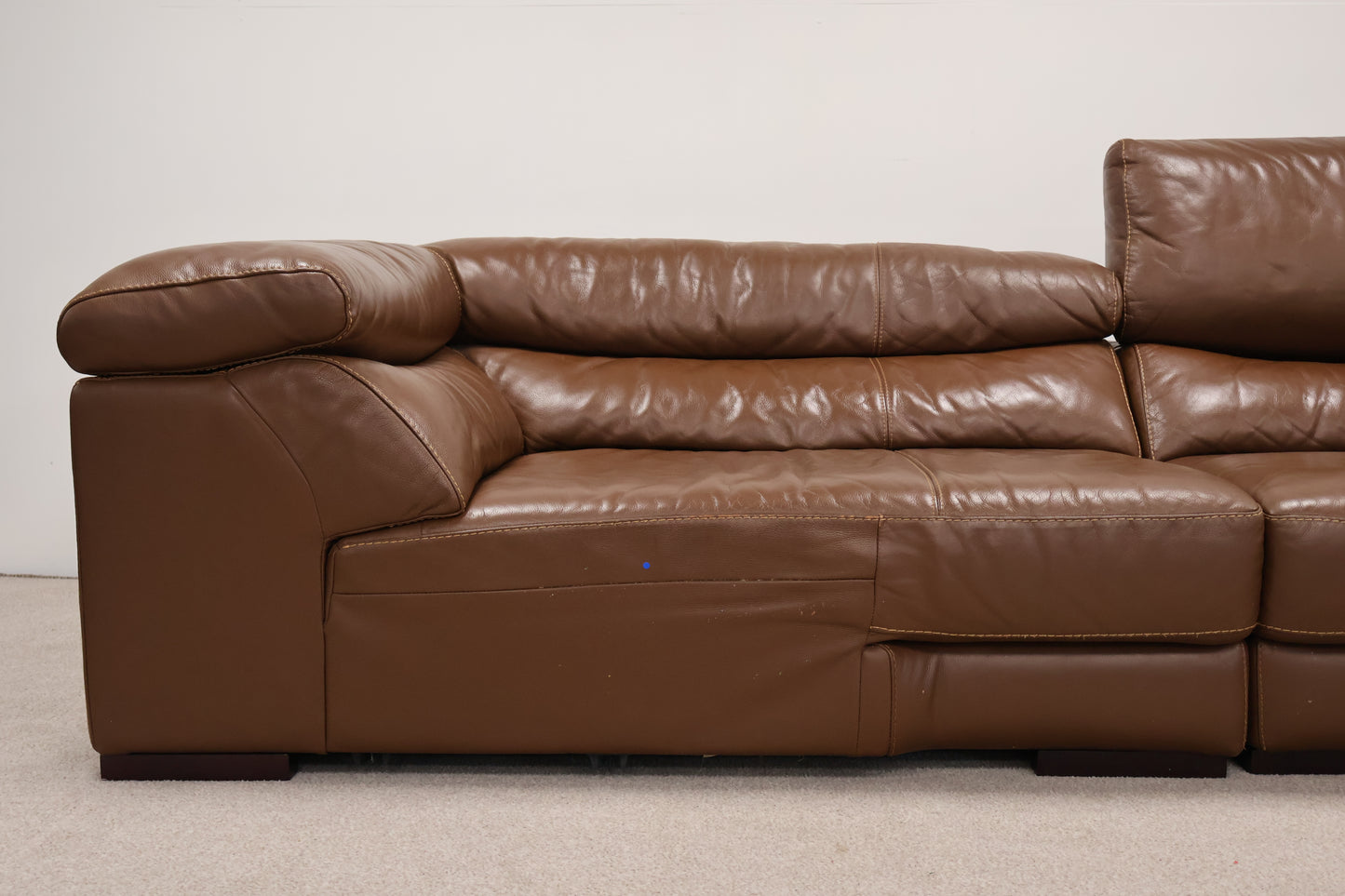 Brown Leather L-Shaped Corner Sofa