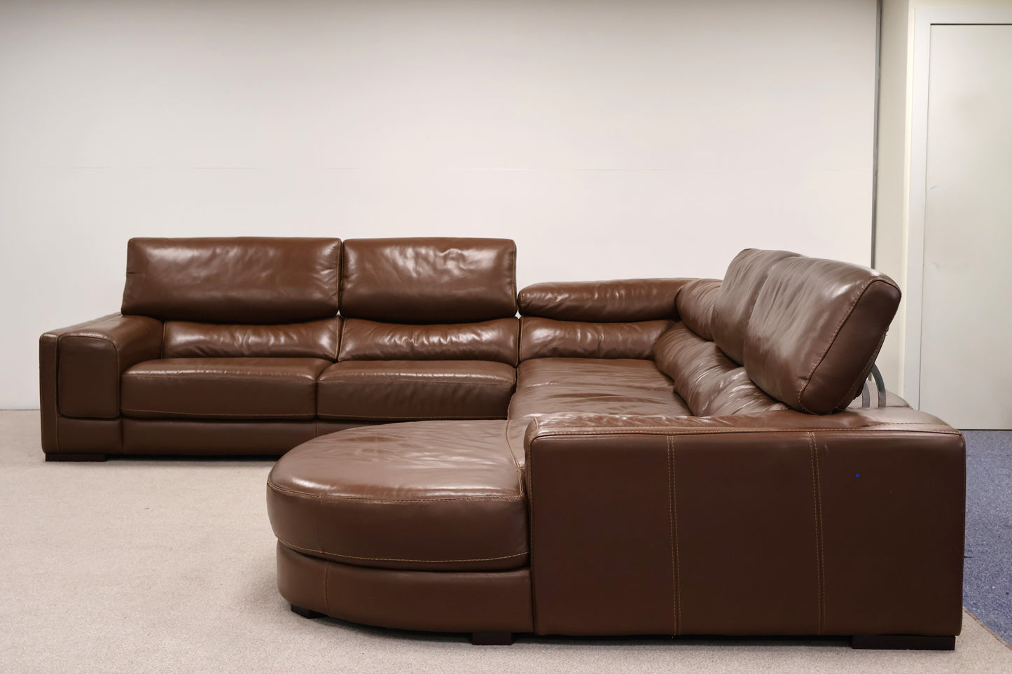 Brown Leather L-Shaped Corner Sofa