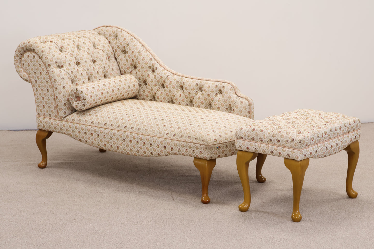 Victorian Style Chaise Longue and Footstool