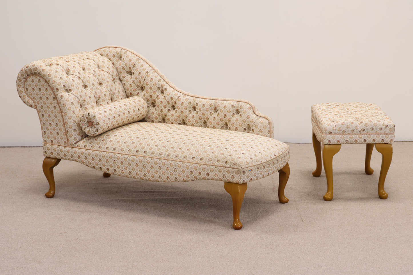 Victorian Style Chaise Longue and Footstool