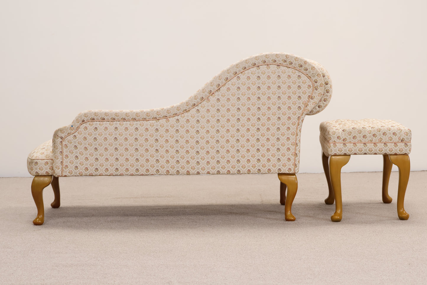 Victorian Style Chaise Longue and Footstool