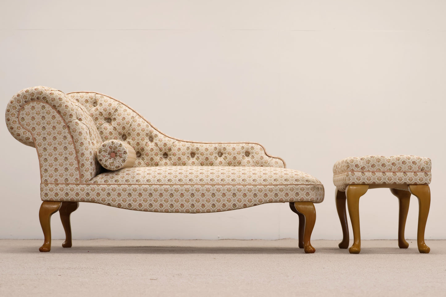 Victorian Style Chaise Longue and Footstool