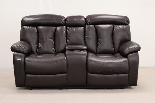 Leatherette Electric Recliner Sofa – 2 Seater with Console