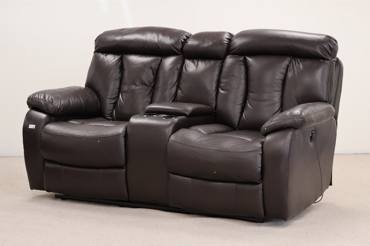 Leatherette Electric Recliner Sofa – 2 Seater with Console