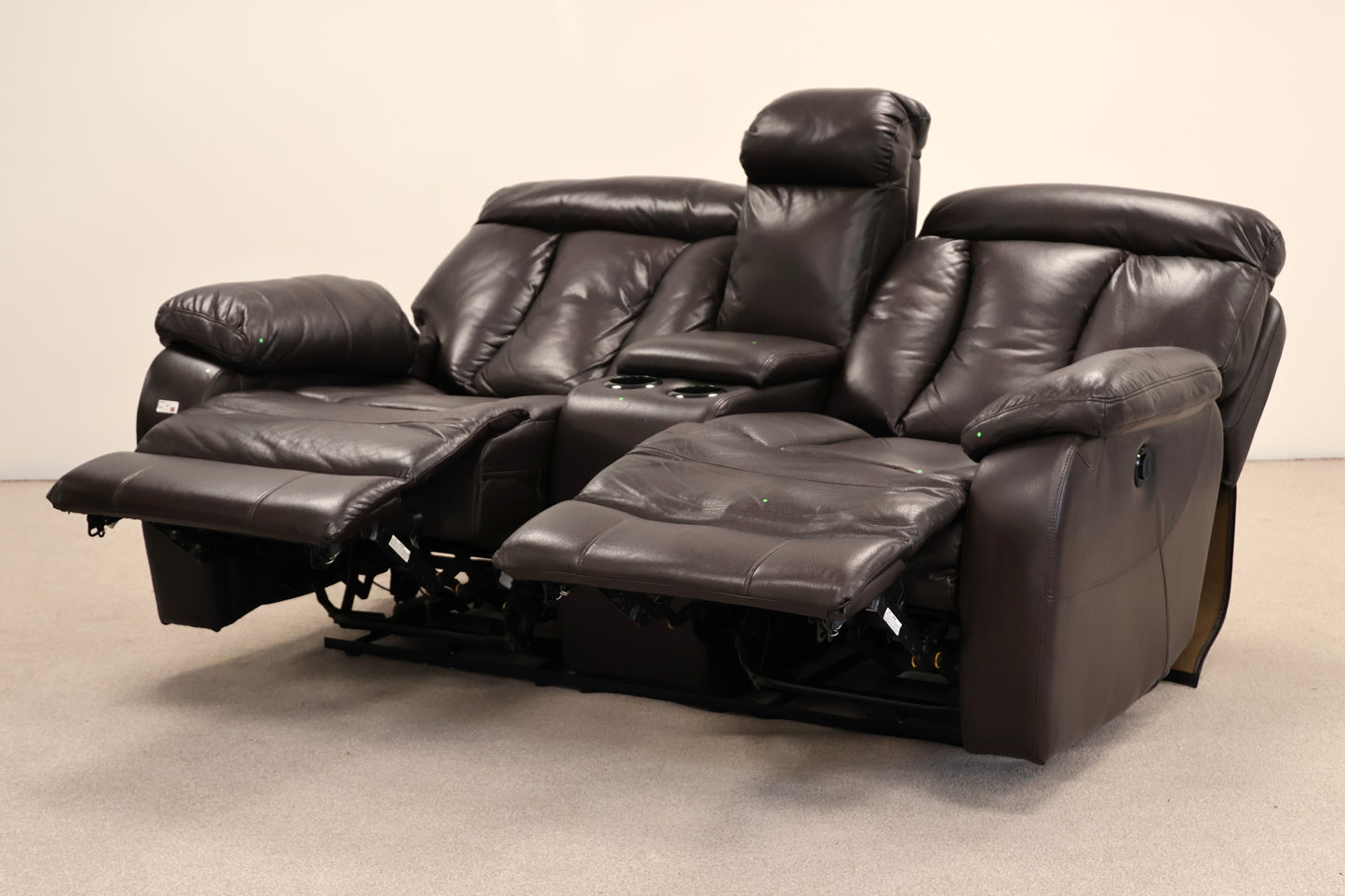 Leatherette Electric Recliner Sofa – 2 Seater with Console