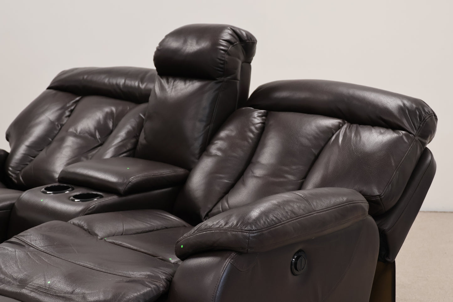 Leatherette Electric Recliner Sofa – 2 Seater with Console