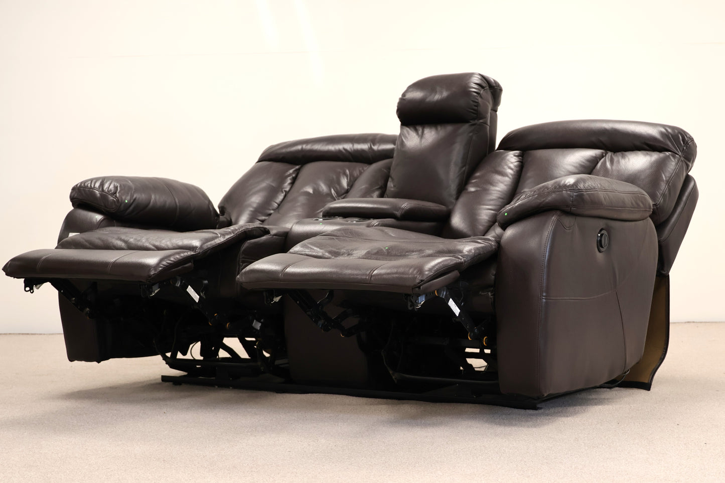 Leatherette Electric Recliner Sofa – 2 Seater with Console