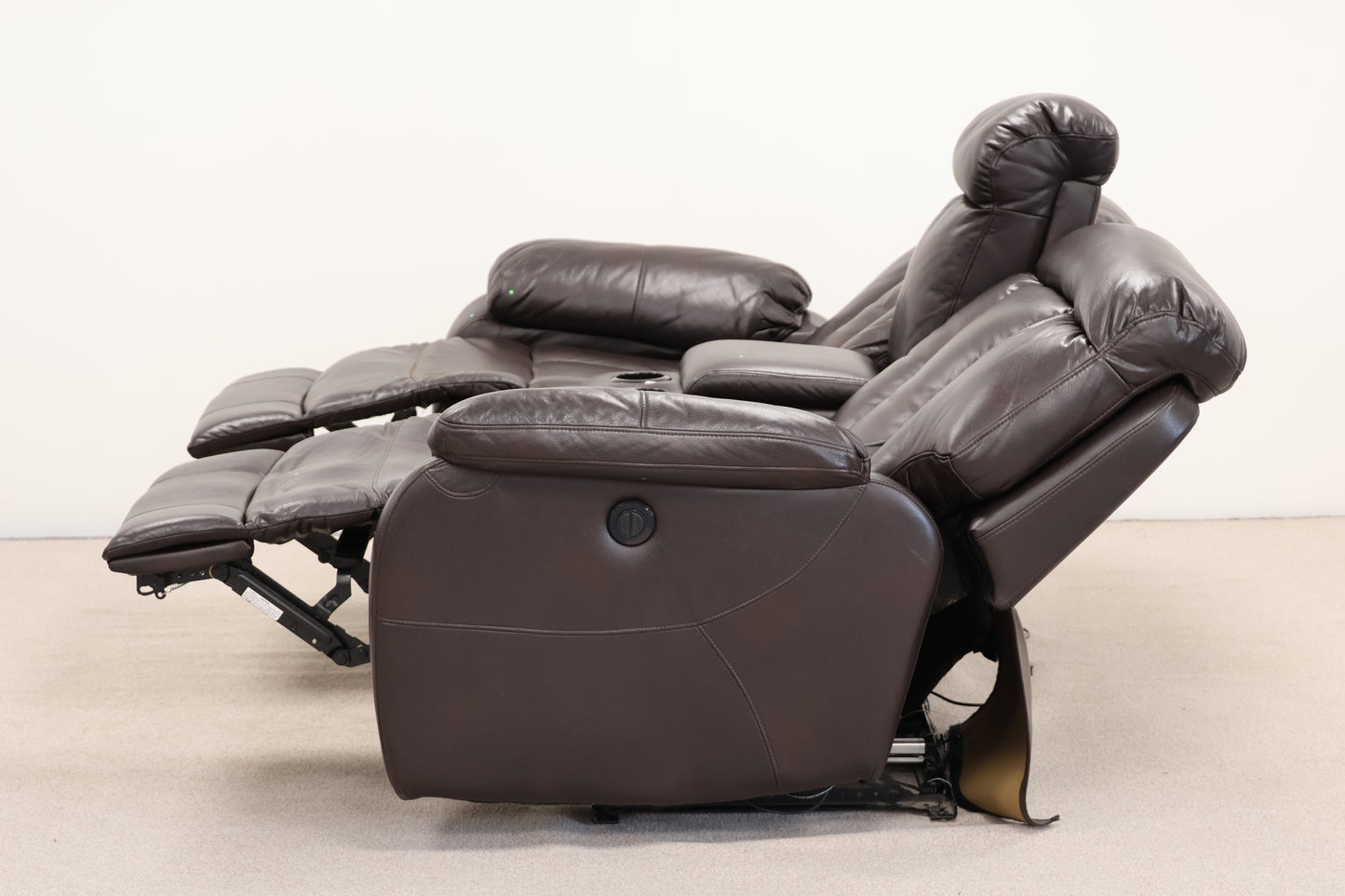 Leatherette Electric Recliner Sofa – 2 Seater with Console