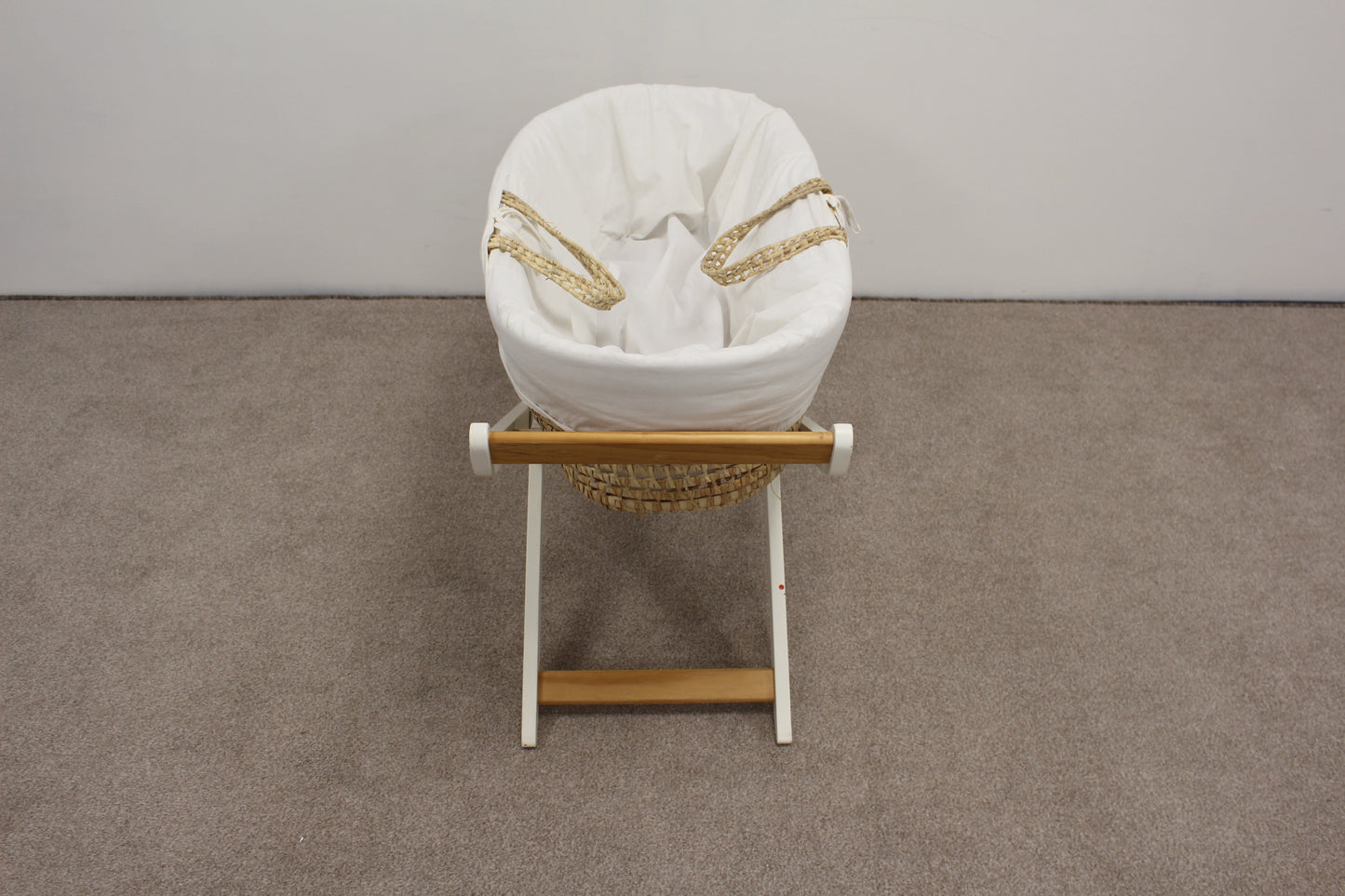 Moses Basket with White and Pine Frame