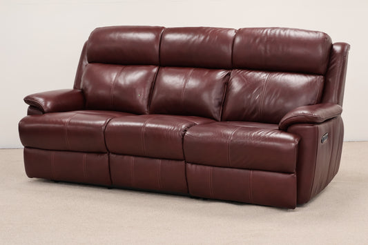 Classic Burgundy Electric Recliner Sofa – USB Charging Points