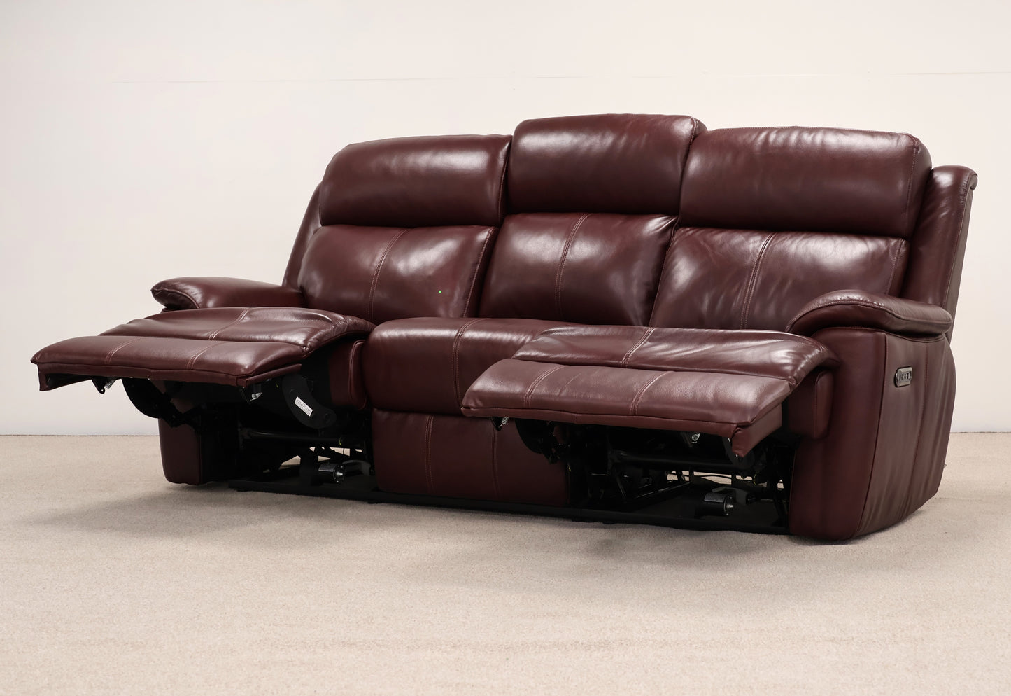 Classic Burgundy Electric Recliner Sofa – USB Charging Points