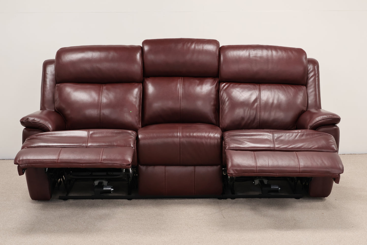 Classic Burgundy Electric Recliner Sofa – USB Charging Points