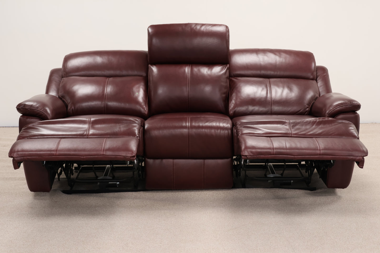 Classic Burgundy Electric Recliner Sofa – USB Charging Points