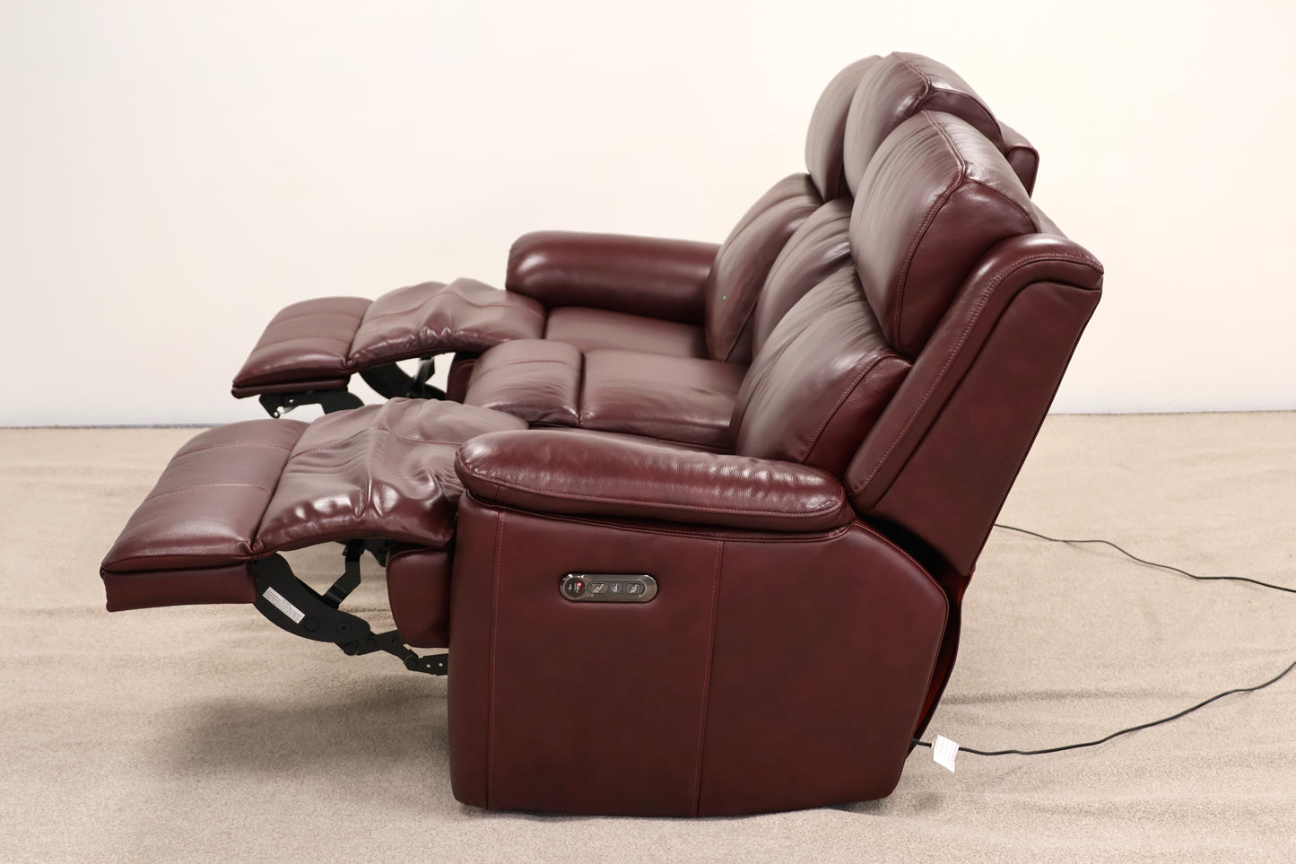 Classic Burgundy Electric Recliner Sofa – USB Charging Points