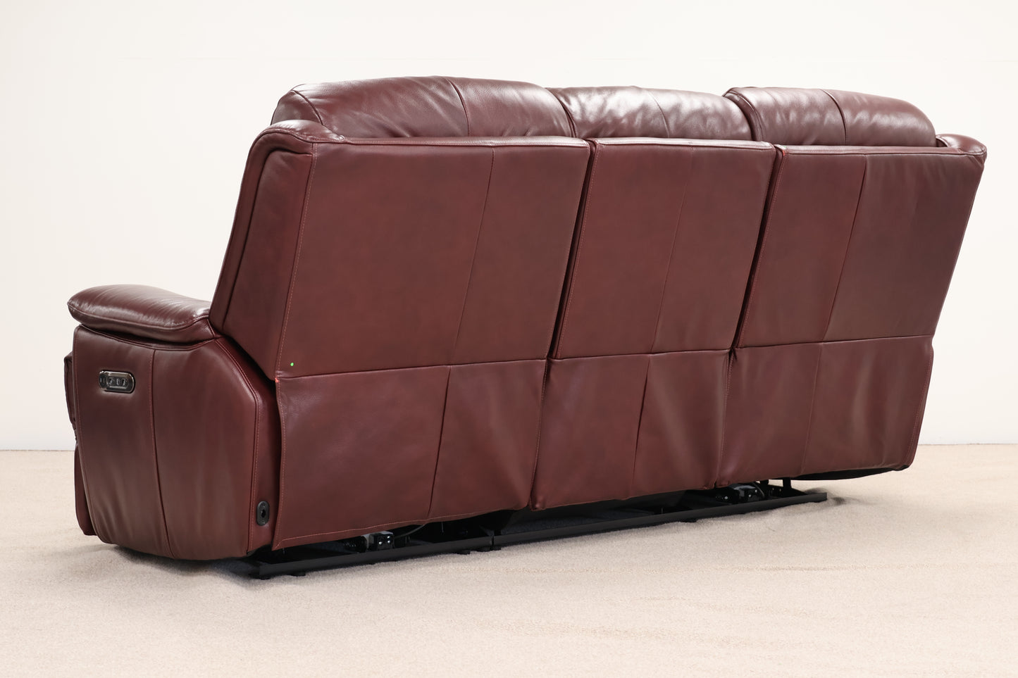 Classic Burgundy Electric Recliner Sofa – USB Charging Points