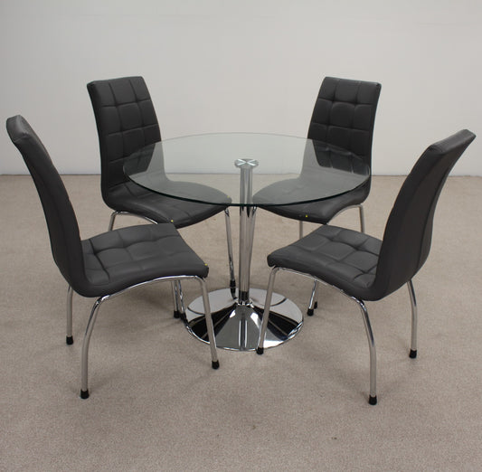 Circular Glass Table with Chairs.