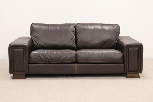 Brown Faux-Leather Sofa