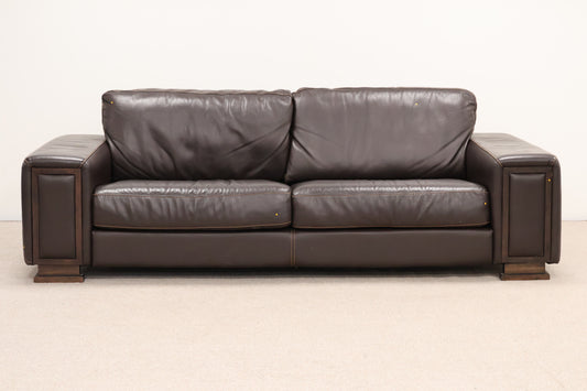 Brown Faux-Leather Sofa