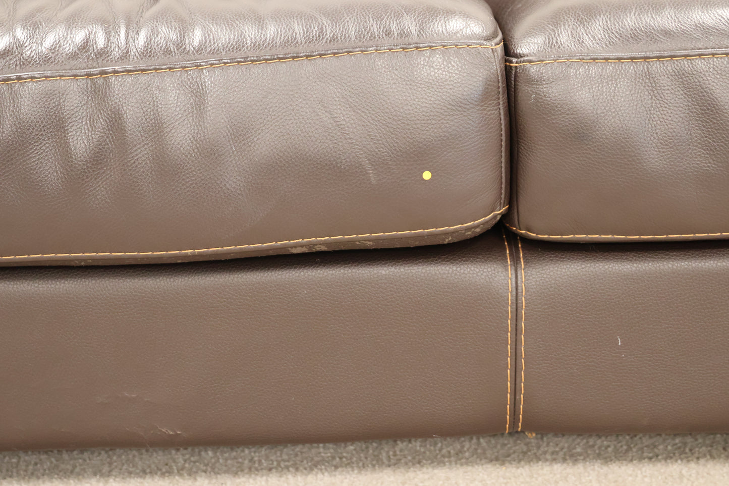 Brown Faux-Leather Sofa