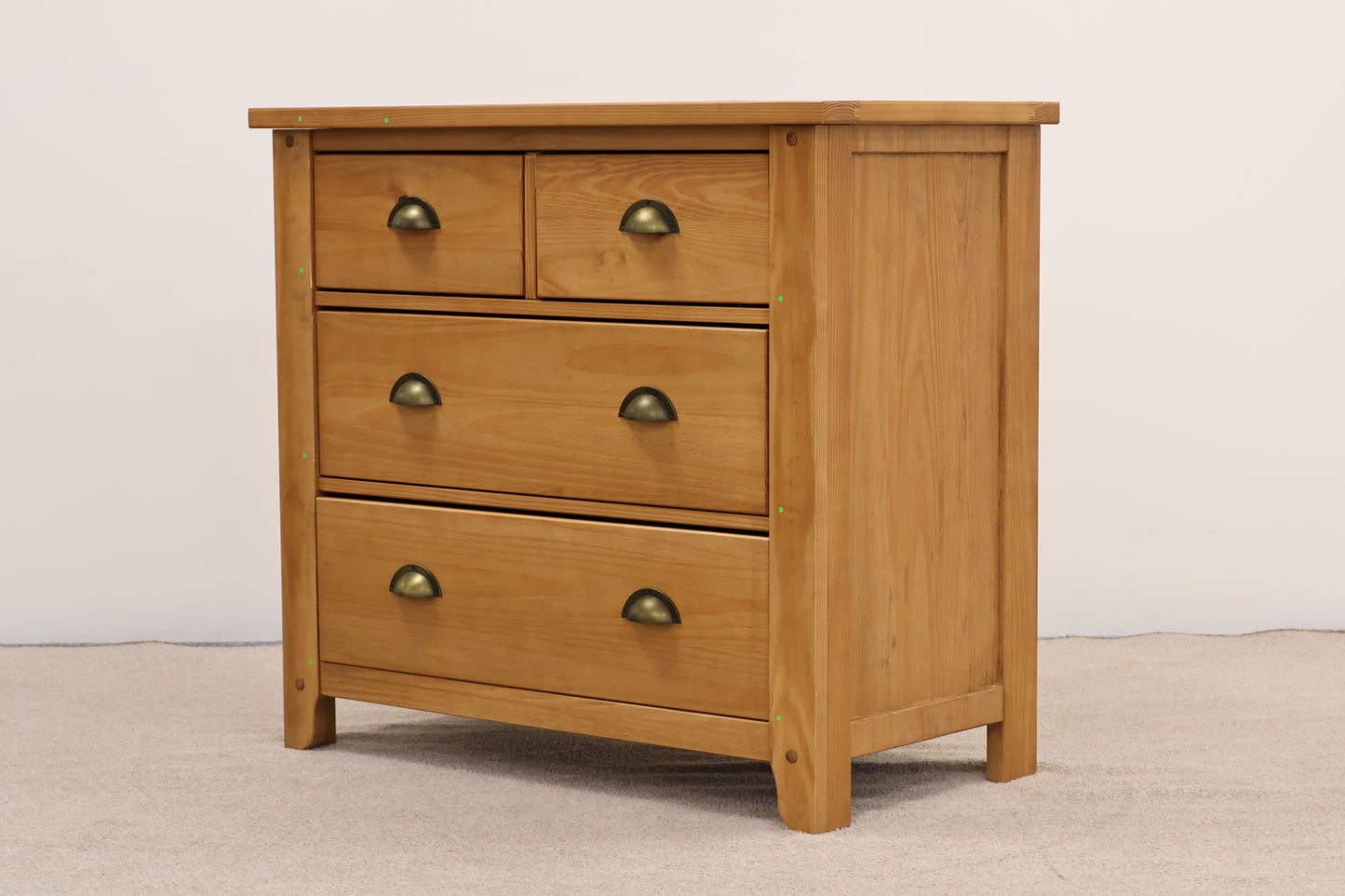 Solid Pine Chest of Drawers – Oak Stain Finish, 4 Drawers