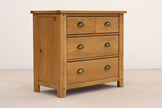 Solid Pine Chest of Drawers – Oak Stain Finish, 4 Drawers