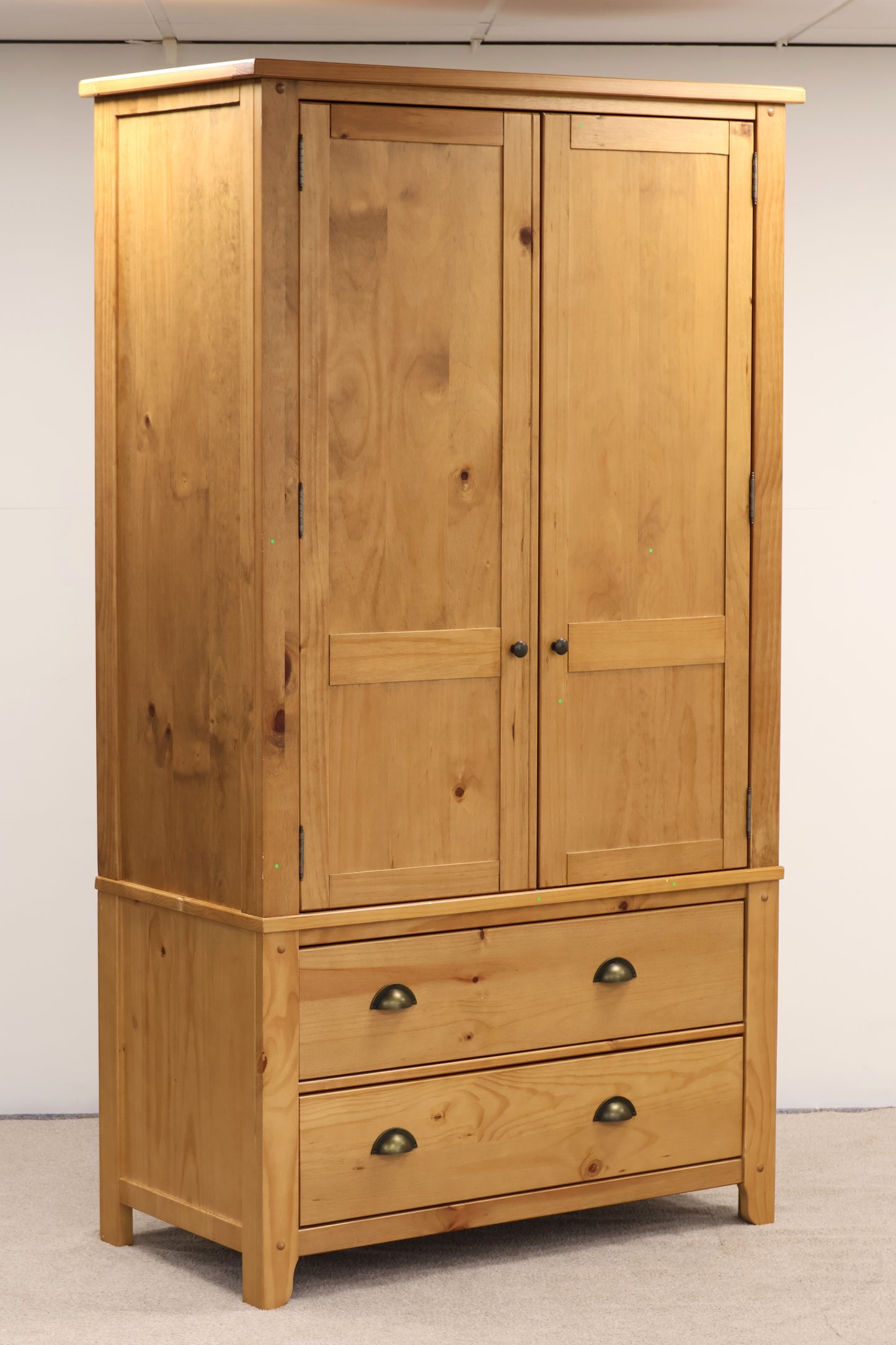 Solid Pine Double Wardrobe – Oak Effect