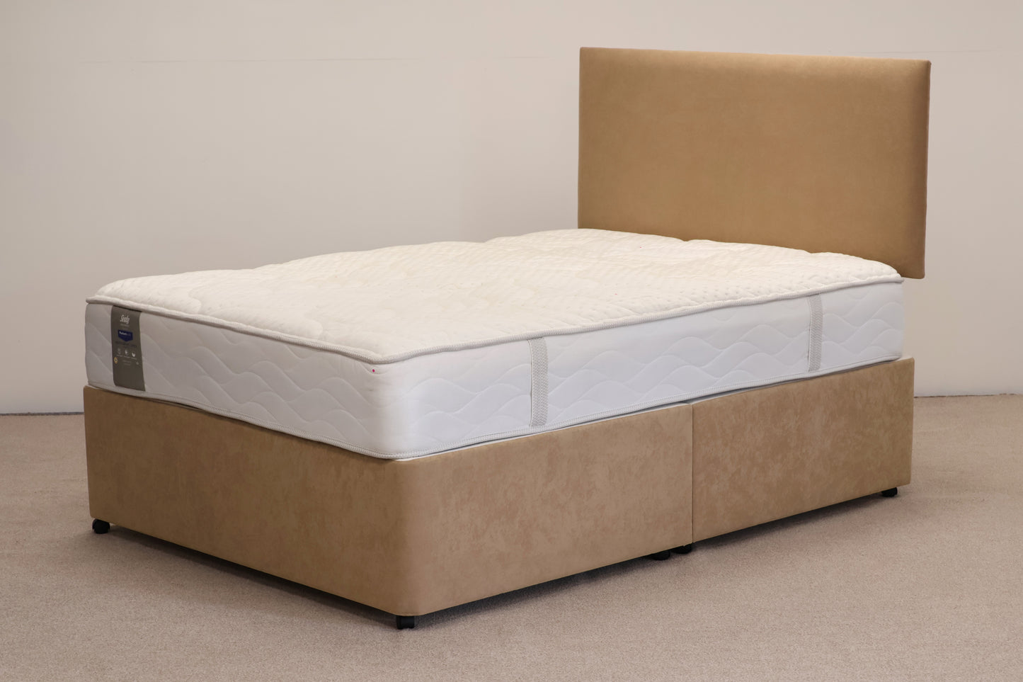 Double Divan Bed & Matching Headboard with Mattress by 'Sealy'.