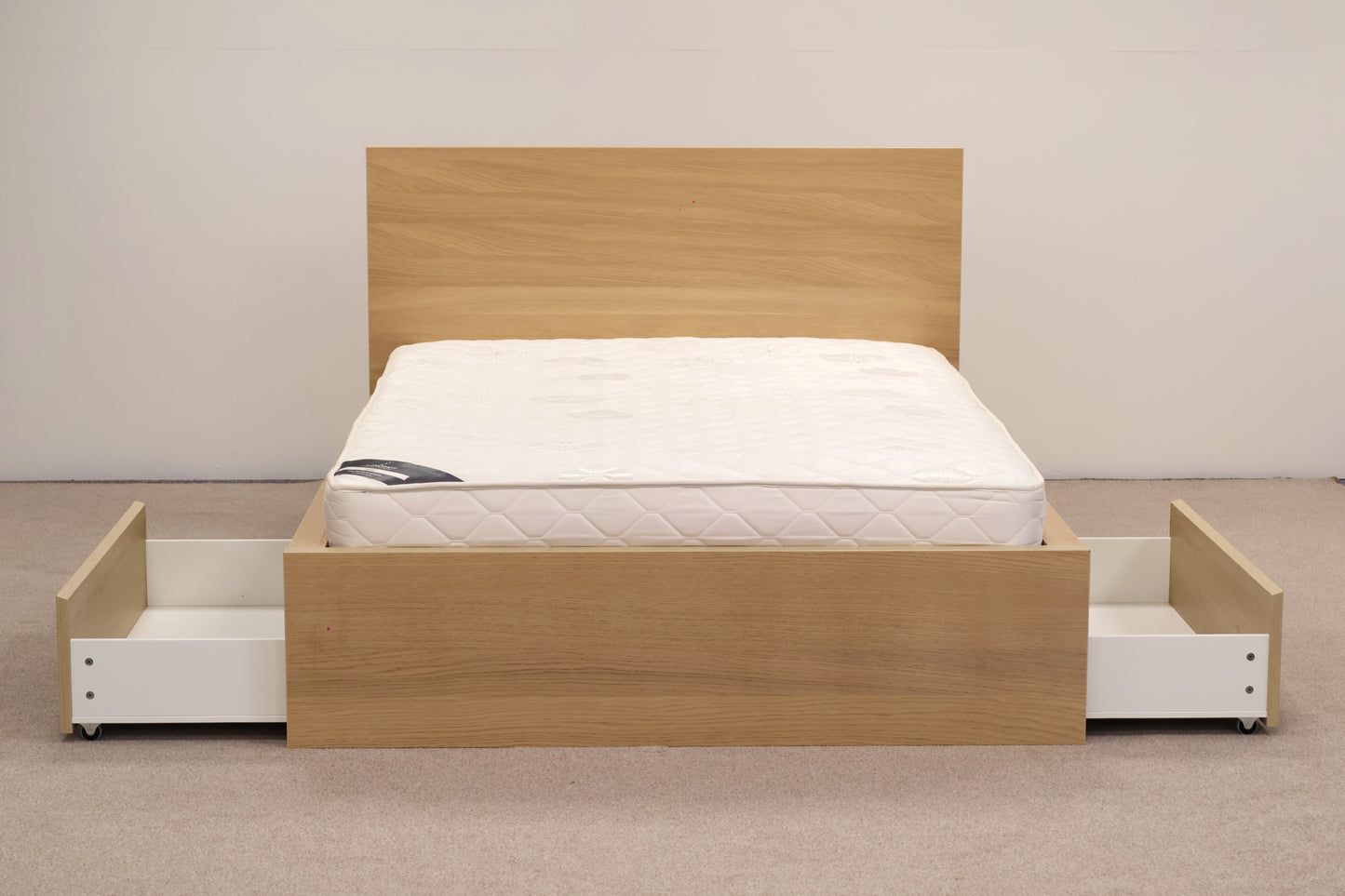 Ikea 'Malm' Double Bed Frame with Sanitised 'Glencraft' Mattress.