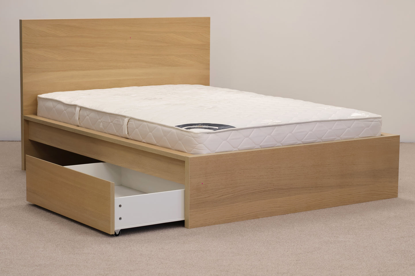 Ikea 'Malm' Double Bed Frame with Sanitised 'Glencraft' Mattress.
