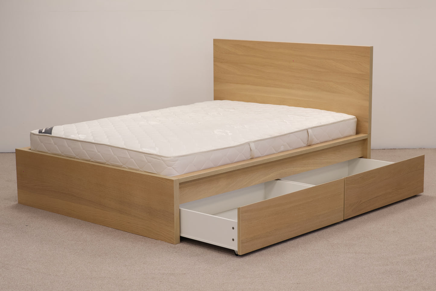 Ikea 'Malm' Double Bed Frame with Sanitised 'Glencraft' Mattress.