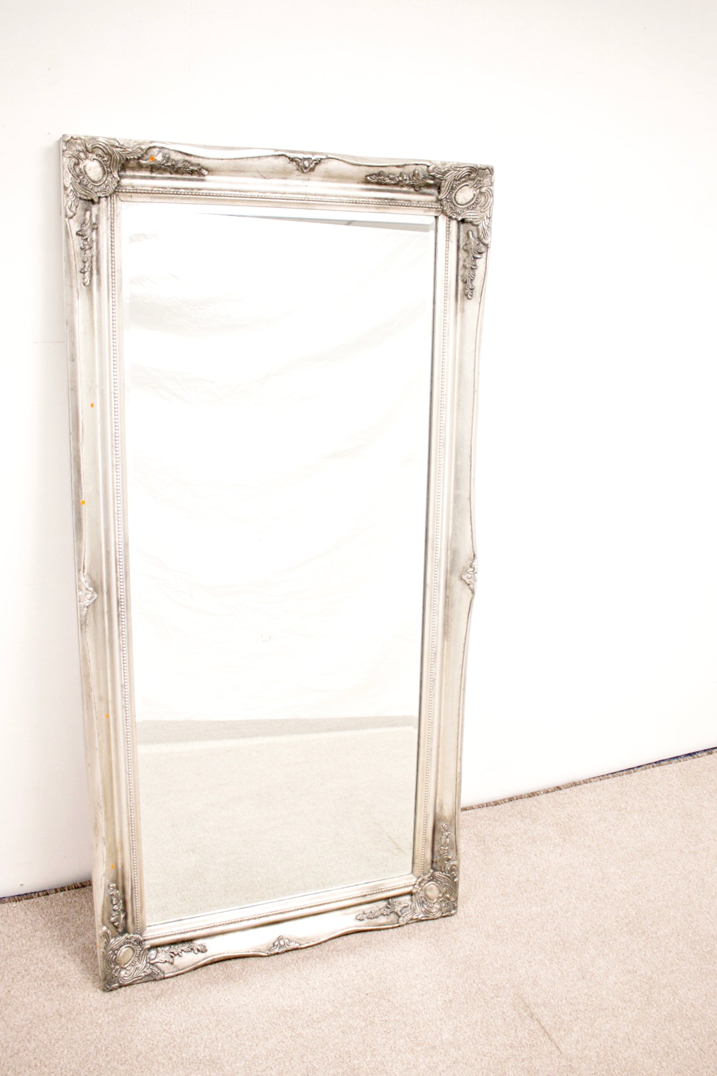 Silver Framed Mirror with Detailing