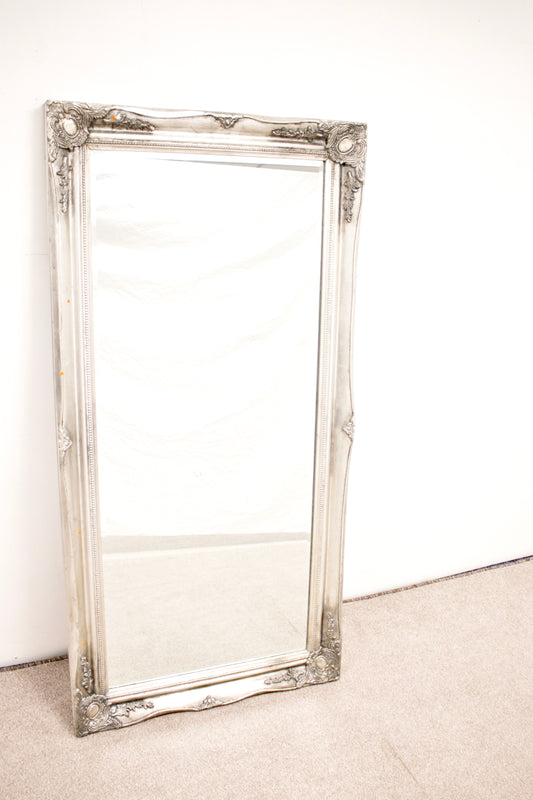 Silver Framed Mirror with Detailing