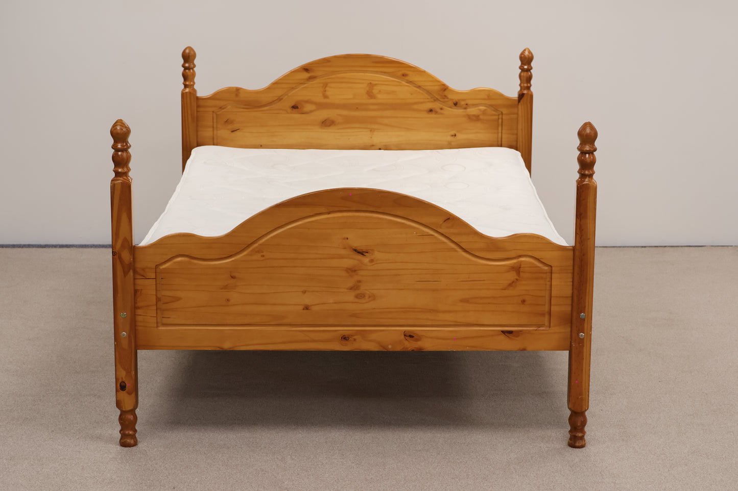 Pine Double Bed with Sanitised Mattress