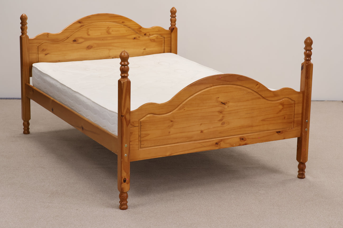 Pine Double Bed with Sanitised Mattress