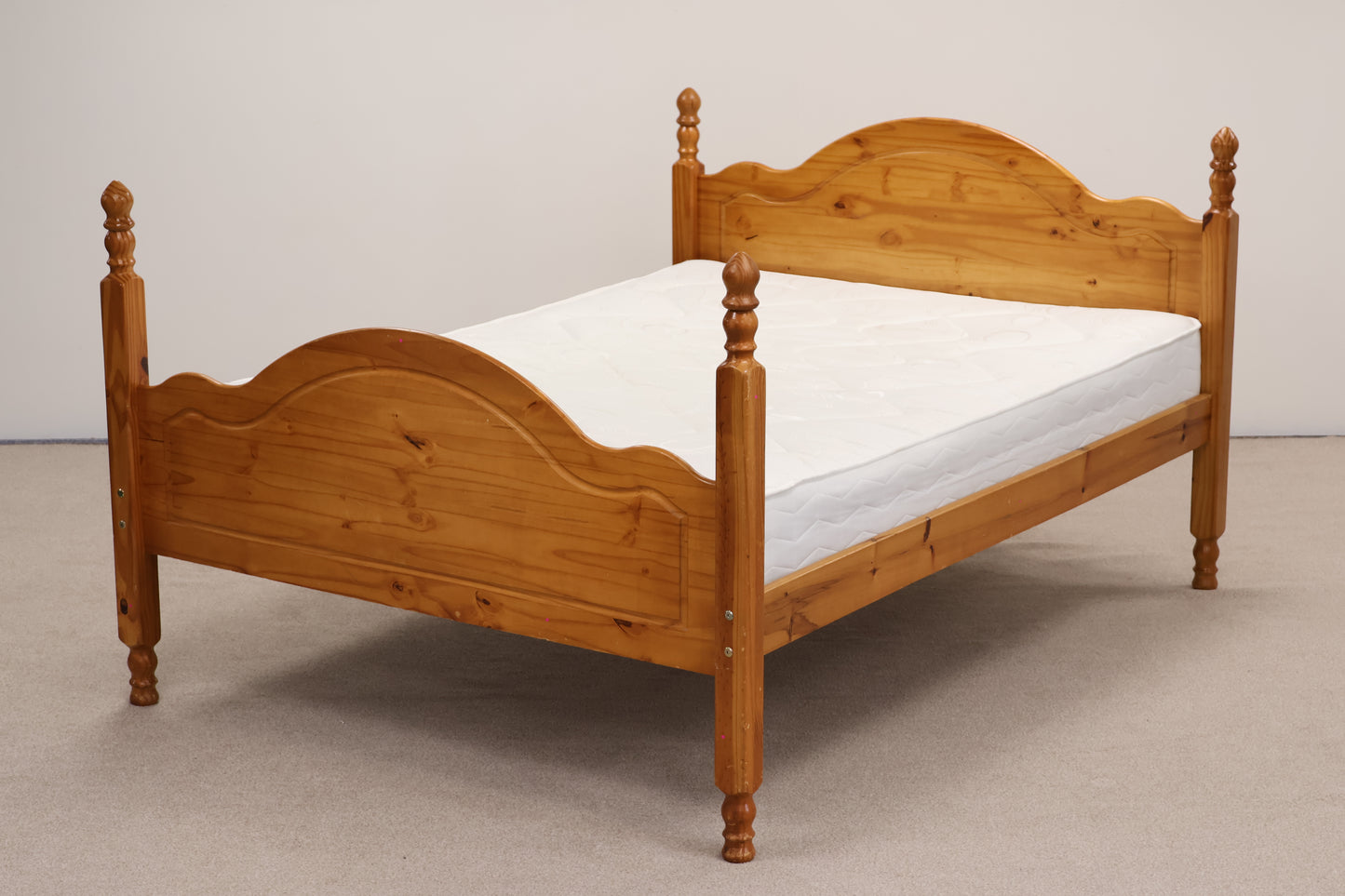 Pine Double Bed with Sanitised Mattress