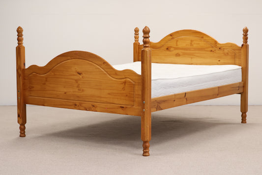 Pine Double Bed with Sanitised Mattress