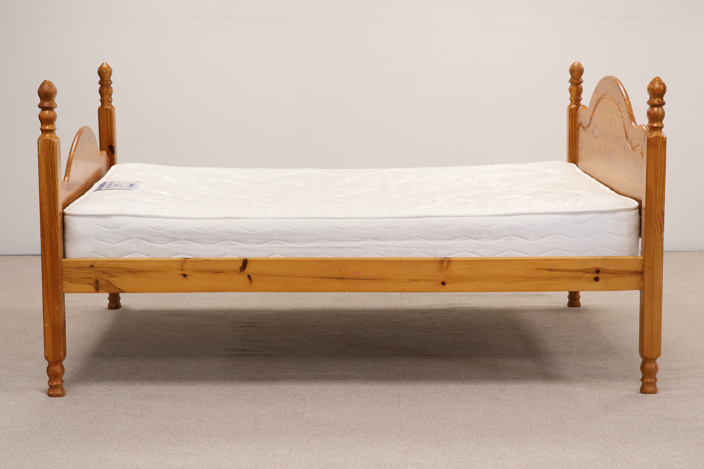 Pine Double Bed with Sanitised Mattress