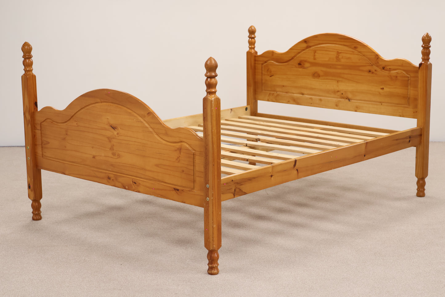 Pine Double Bed with Sanitised Mattress