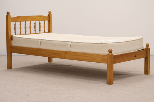 Pine Single Bed with Sanitised Mattress