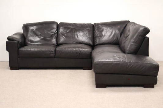 Brown Faux-Leather Corner Sofa