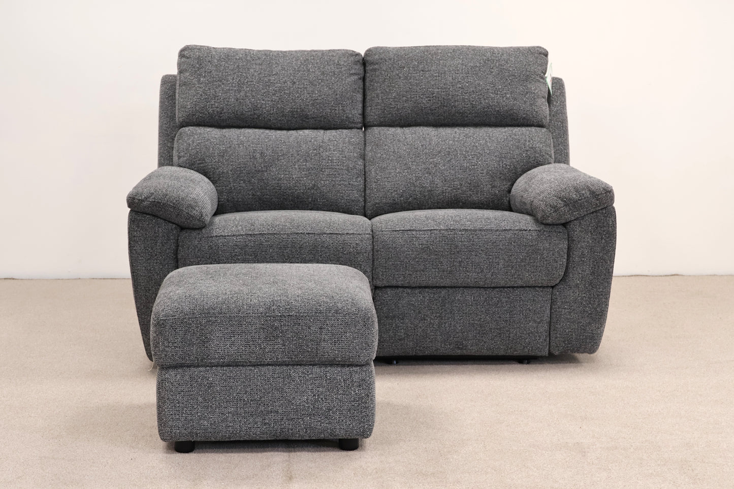 Grey Electric Recliner with Footstool