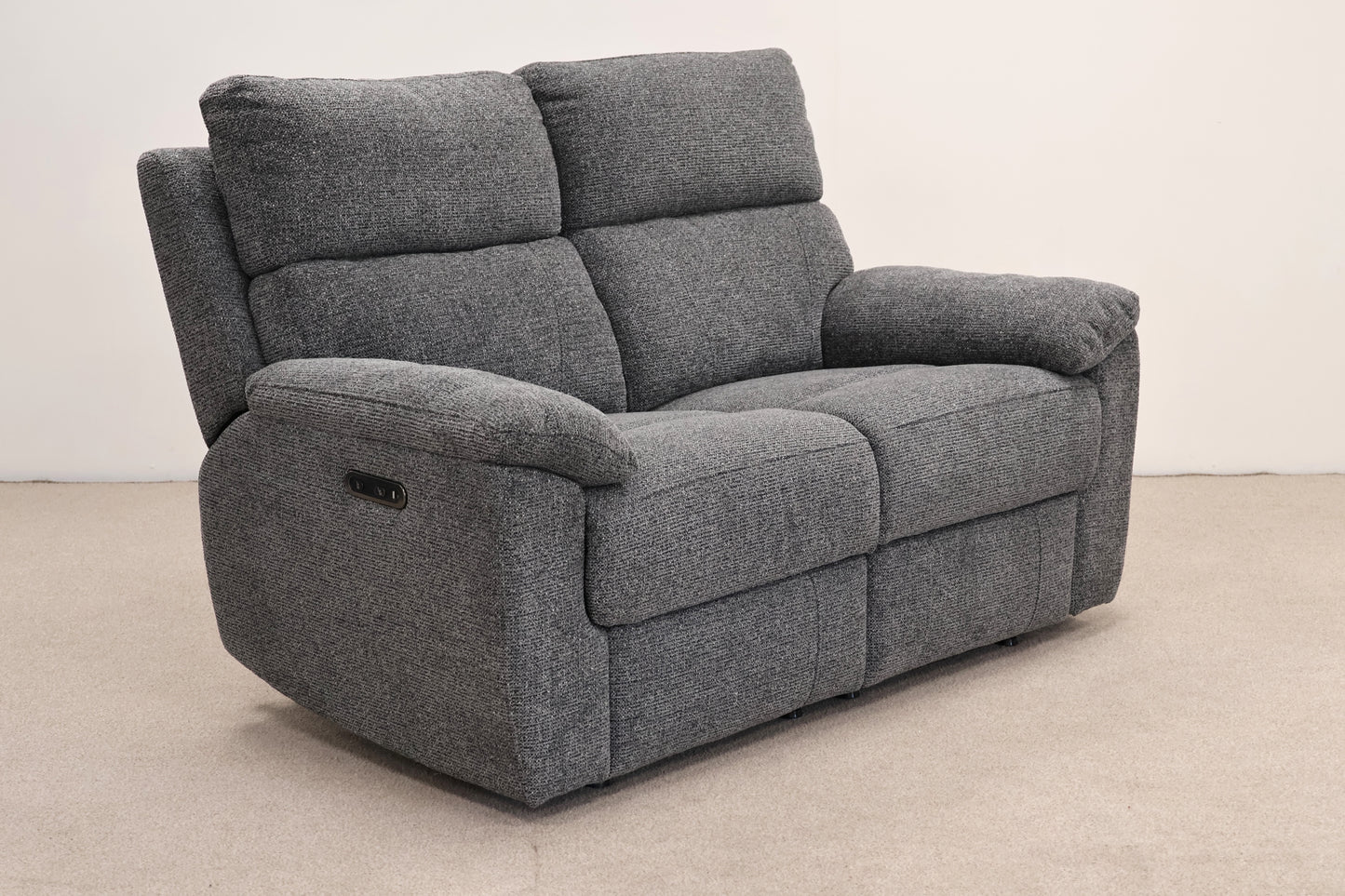 Grey Electric Recliner with Footstool