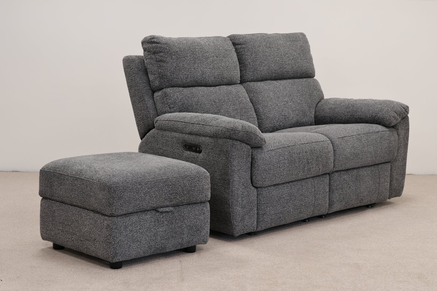 Grey Electric Recliner with Footstool