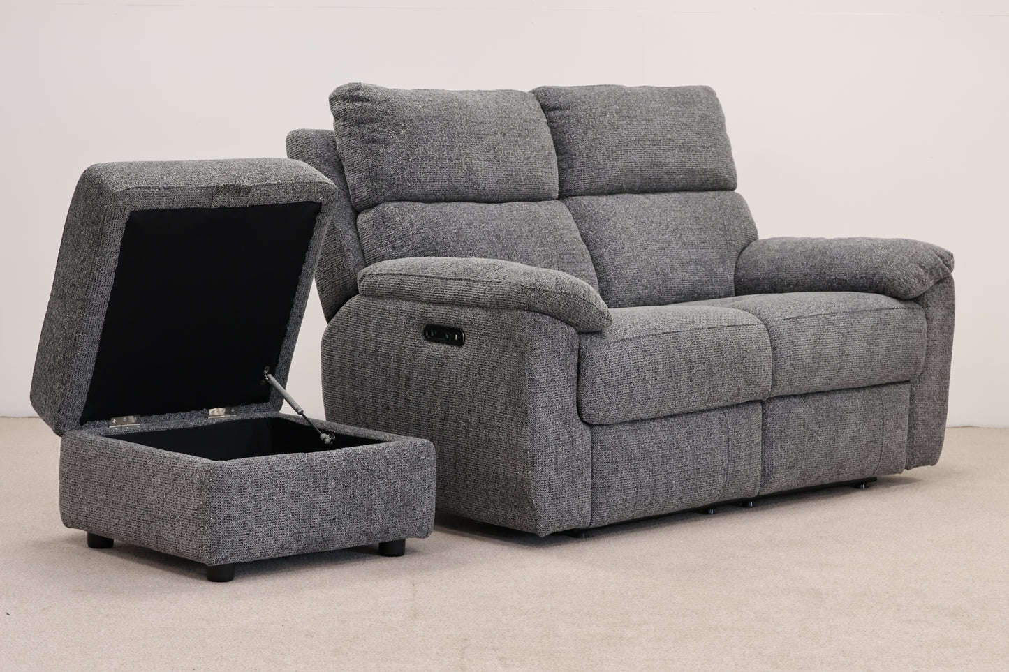 Grey Electric Recliner with Footstool