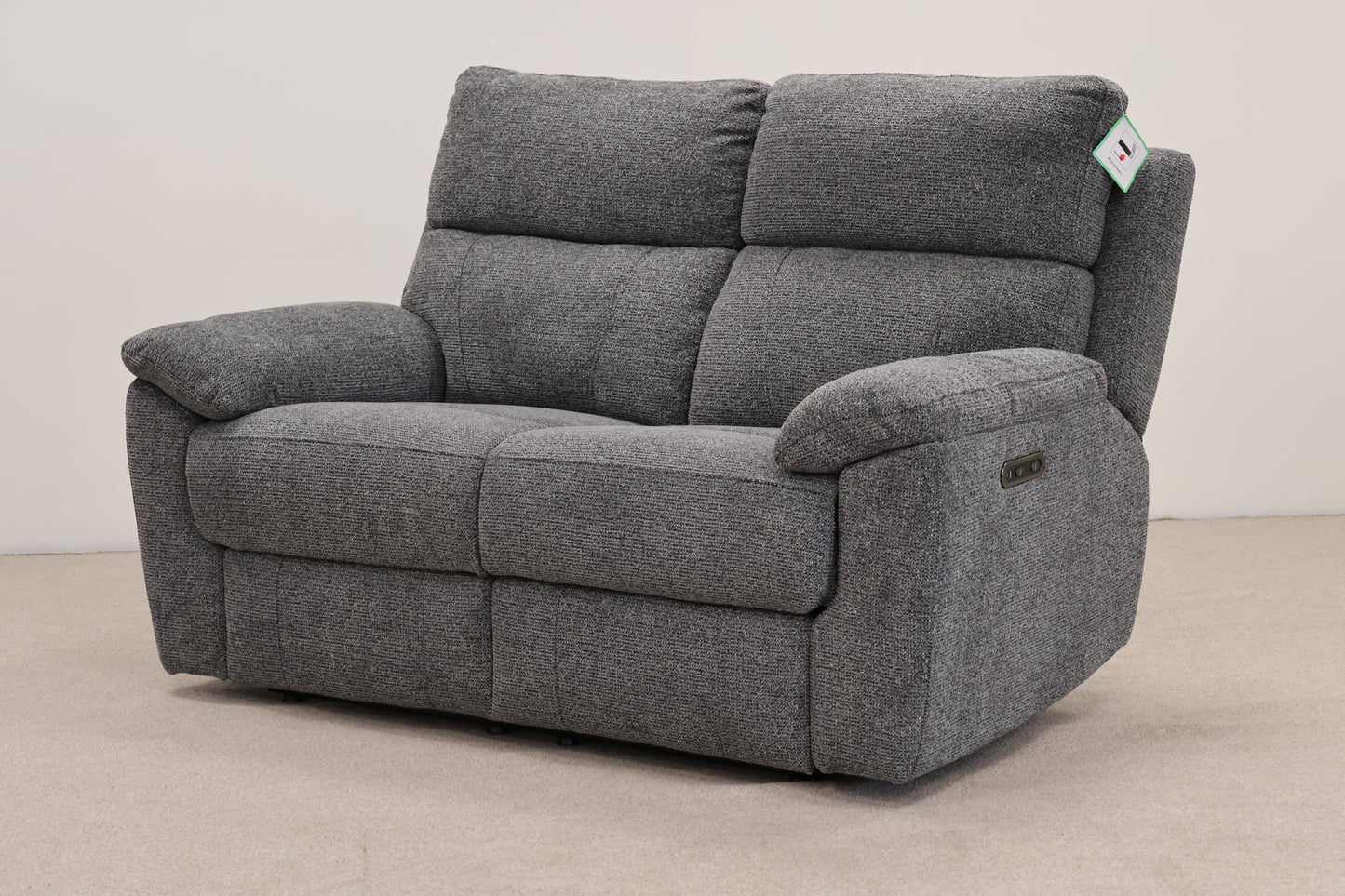 Grey Electric Recliner with Footstool