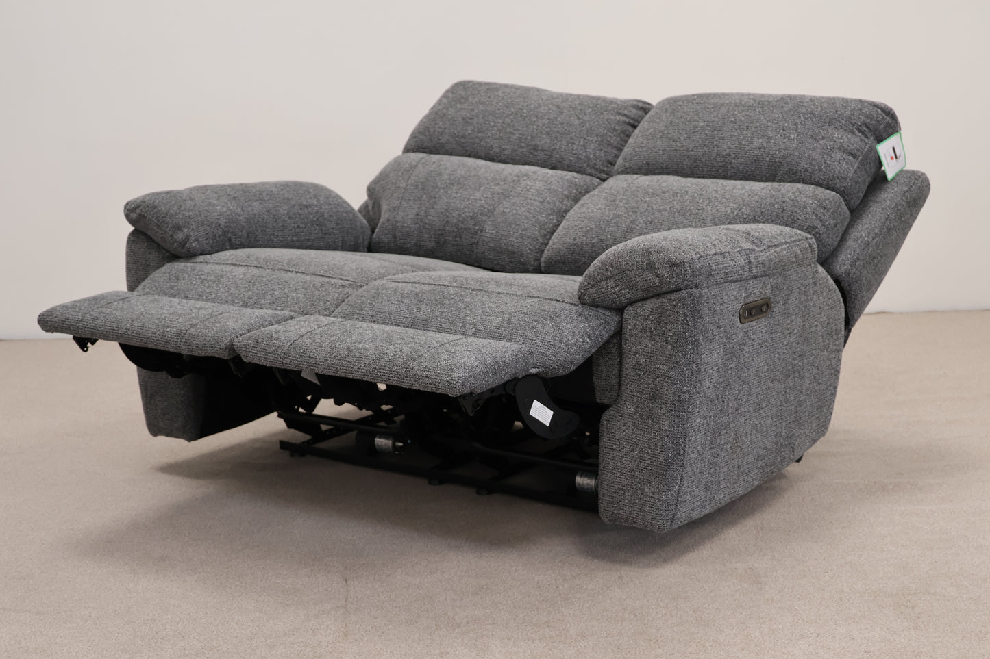 Grey Electric Recliner with Footstool