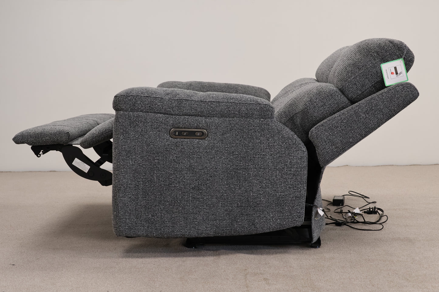 Grey Electric Recliner with Footstool