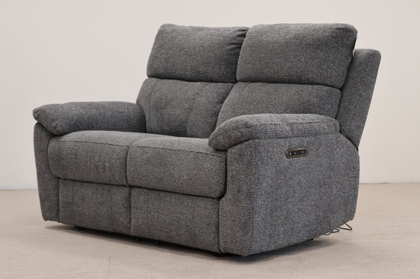 Grey Electric Recliner with Footstool